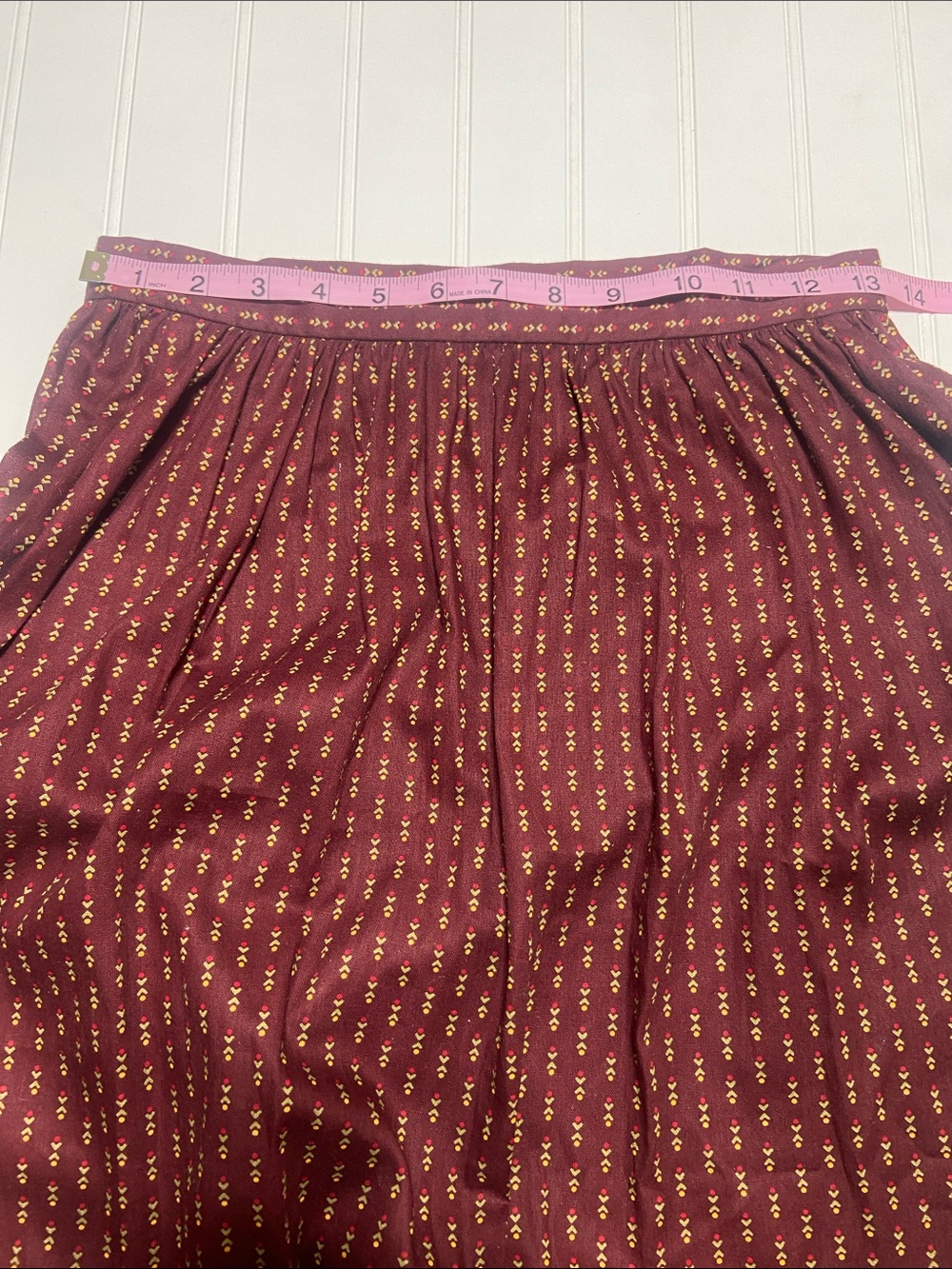 Britches n Things Vintage 70s Prairie Skirt Size 9 Burgundy Floral NWT Deadstock - Picture 8 of 12